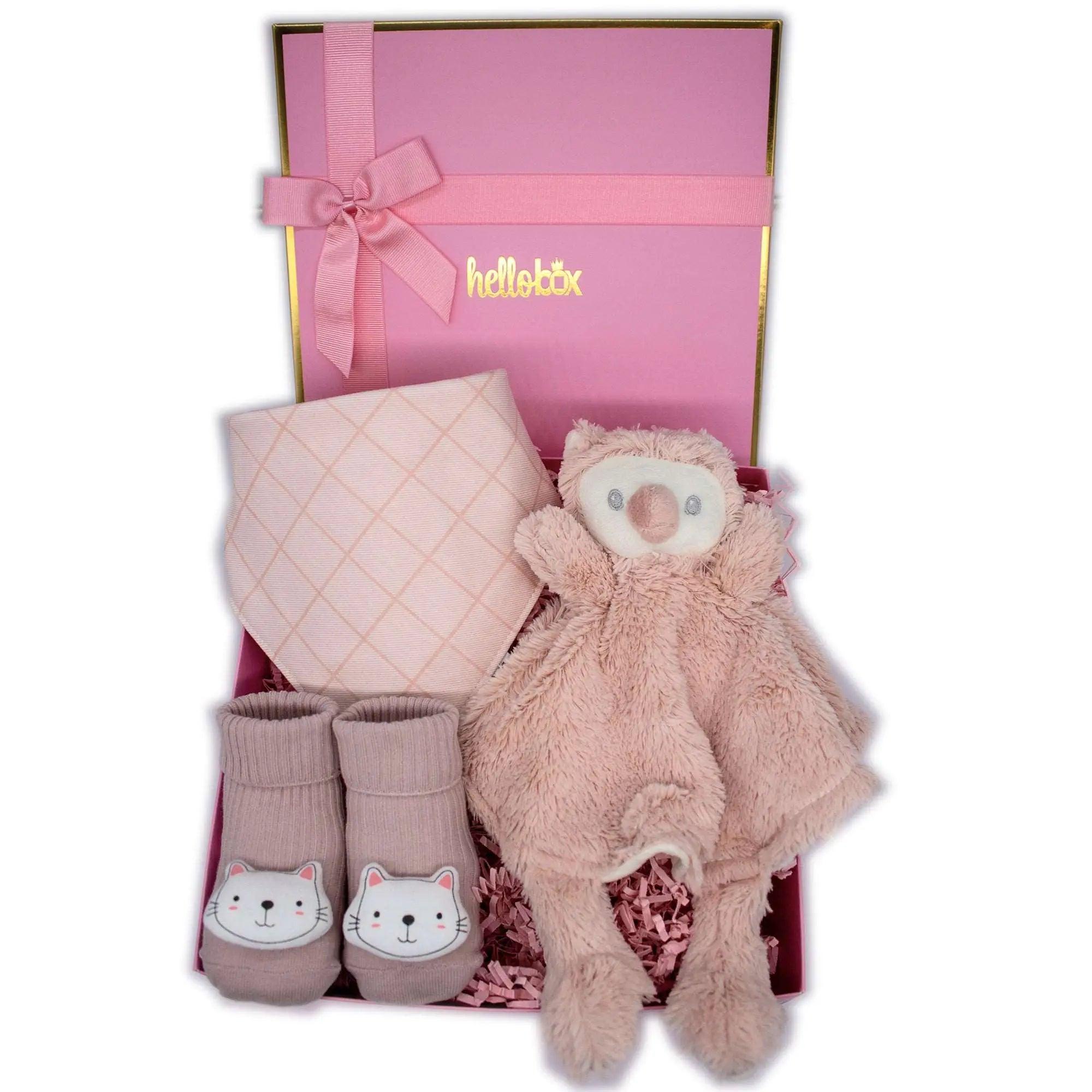 Nyföddpresent flicka – Snuttefilt & halksockor (rosa)-0