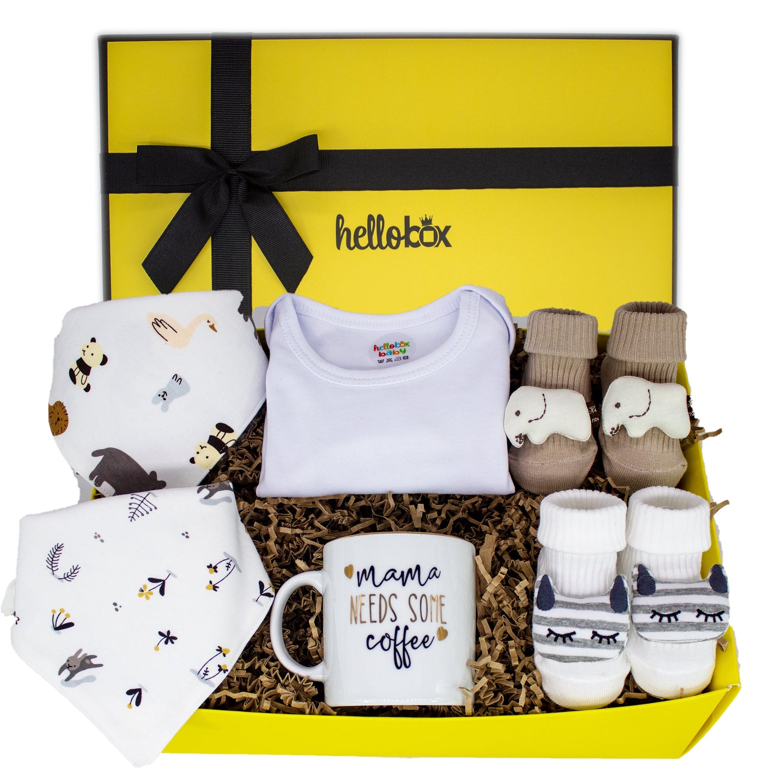 Presentset till nyfödd – Haklapp, sockor & mammapresent (unisex)-0