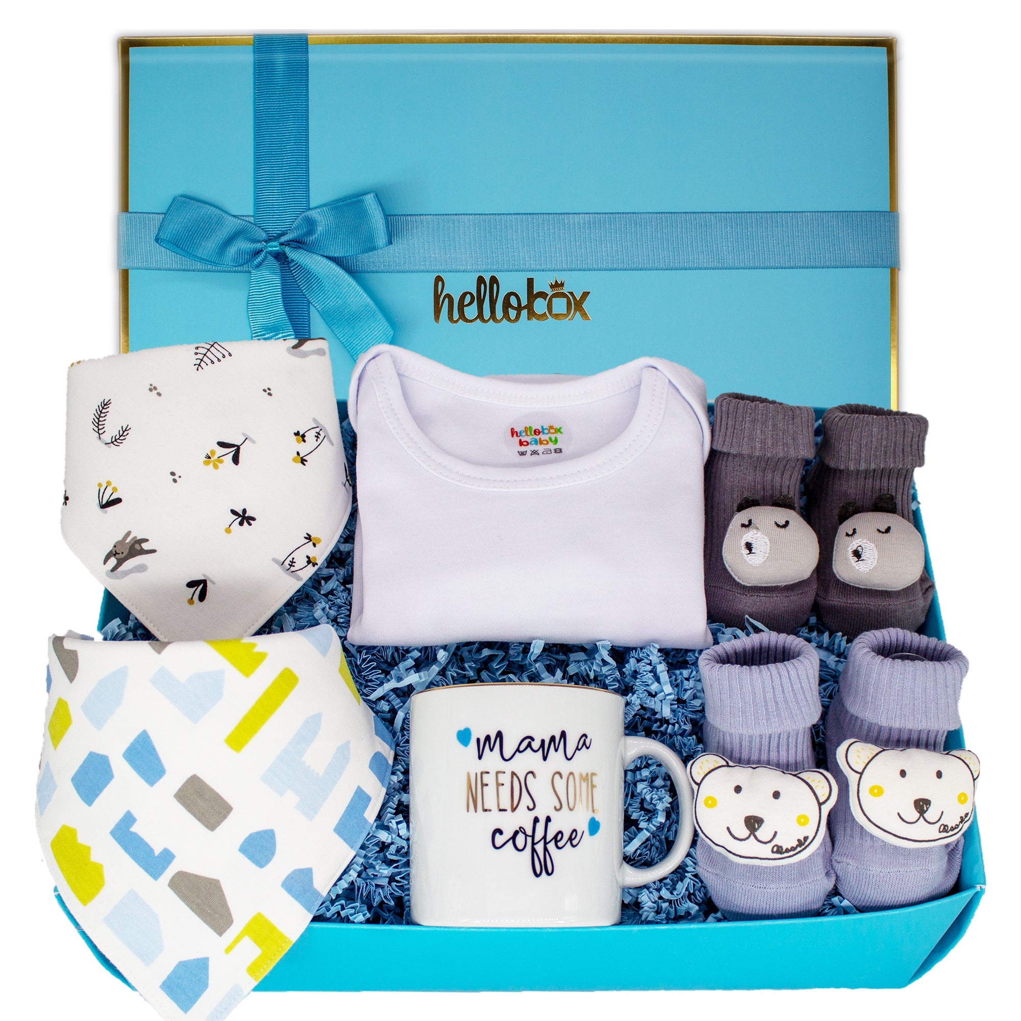 Presentset till nyfödd – Haklapp, sockor & mammapresent (unisex)-6