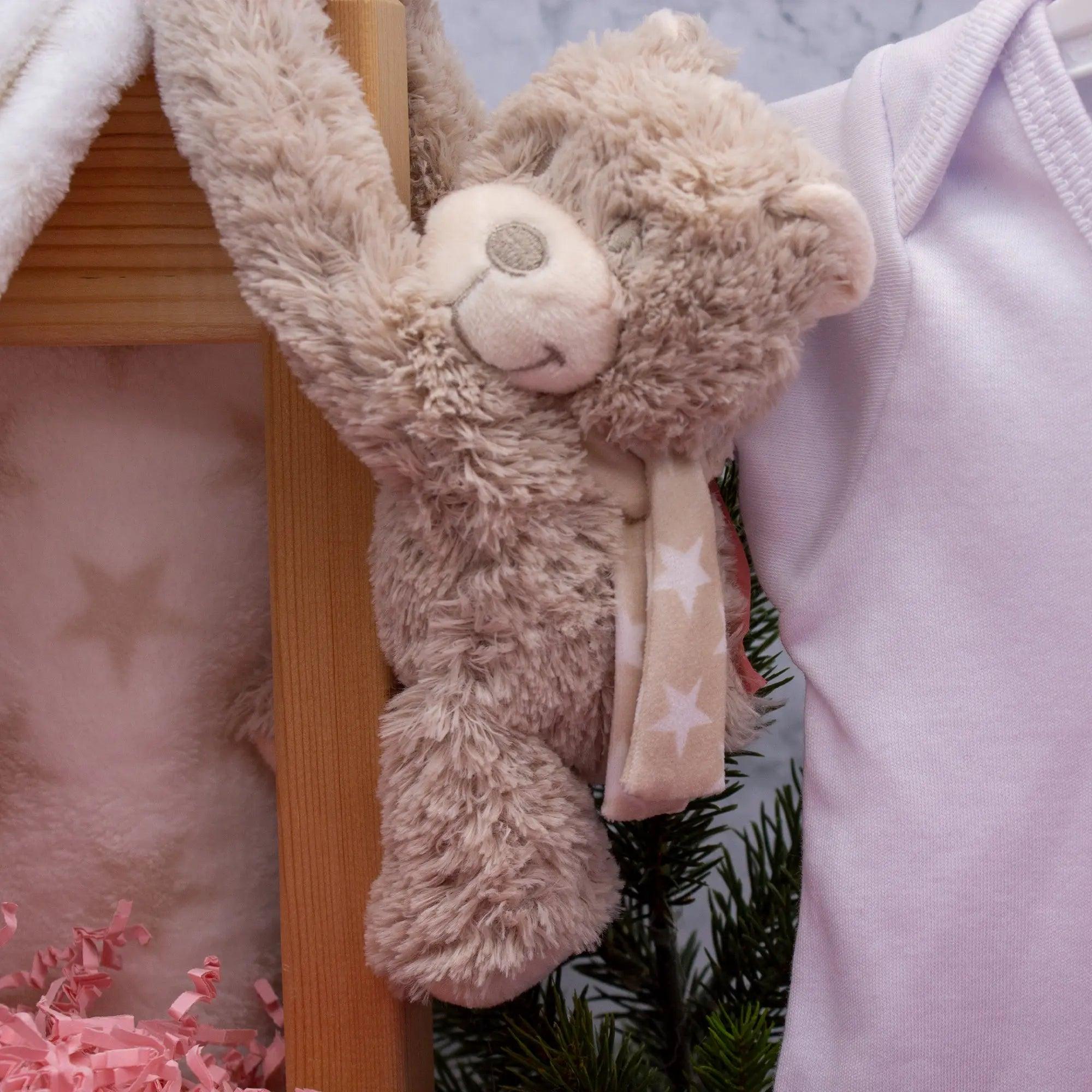 Presentset till nyfödd flicka – Babyfilt, gosedjur & första skor (rosa)-4