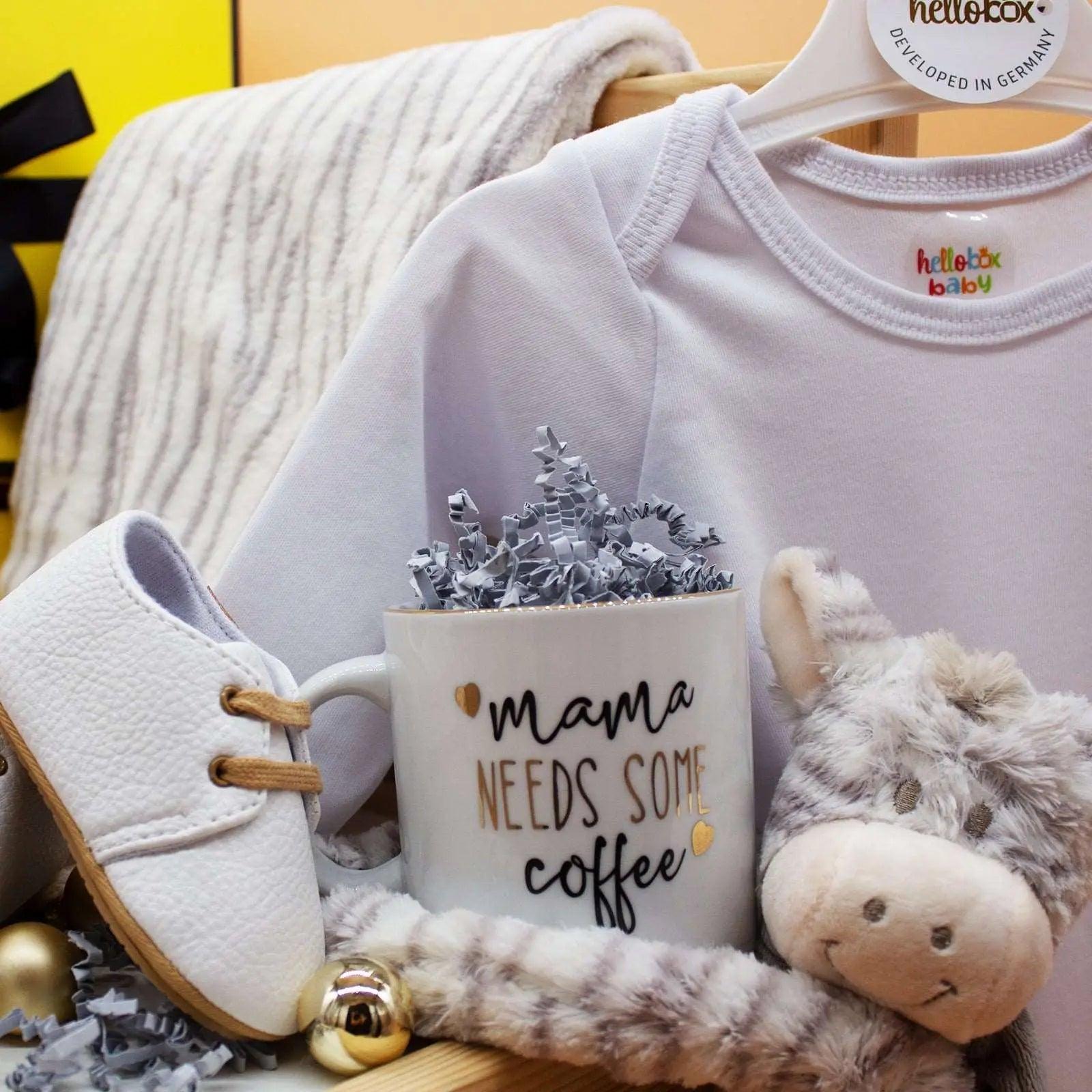 Presentbox till nyfödd – 17-delars set i vitt med babyfilt & gosedjur (flicka/pojke)-2