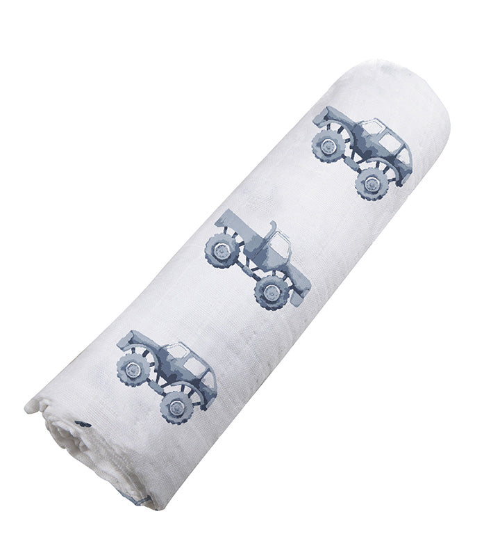 Indigo Monster Trucks Cotton Swaddle-3