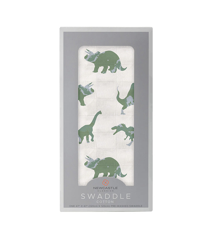 Granite Green Dinosaurs Cotton Swaddle-0