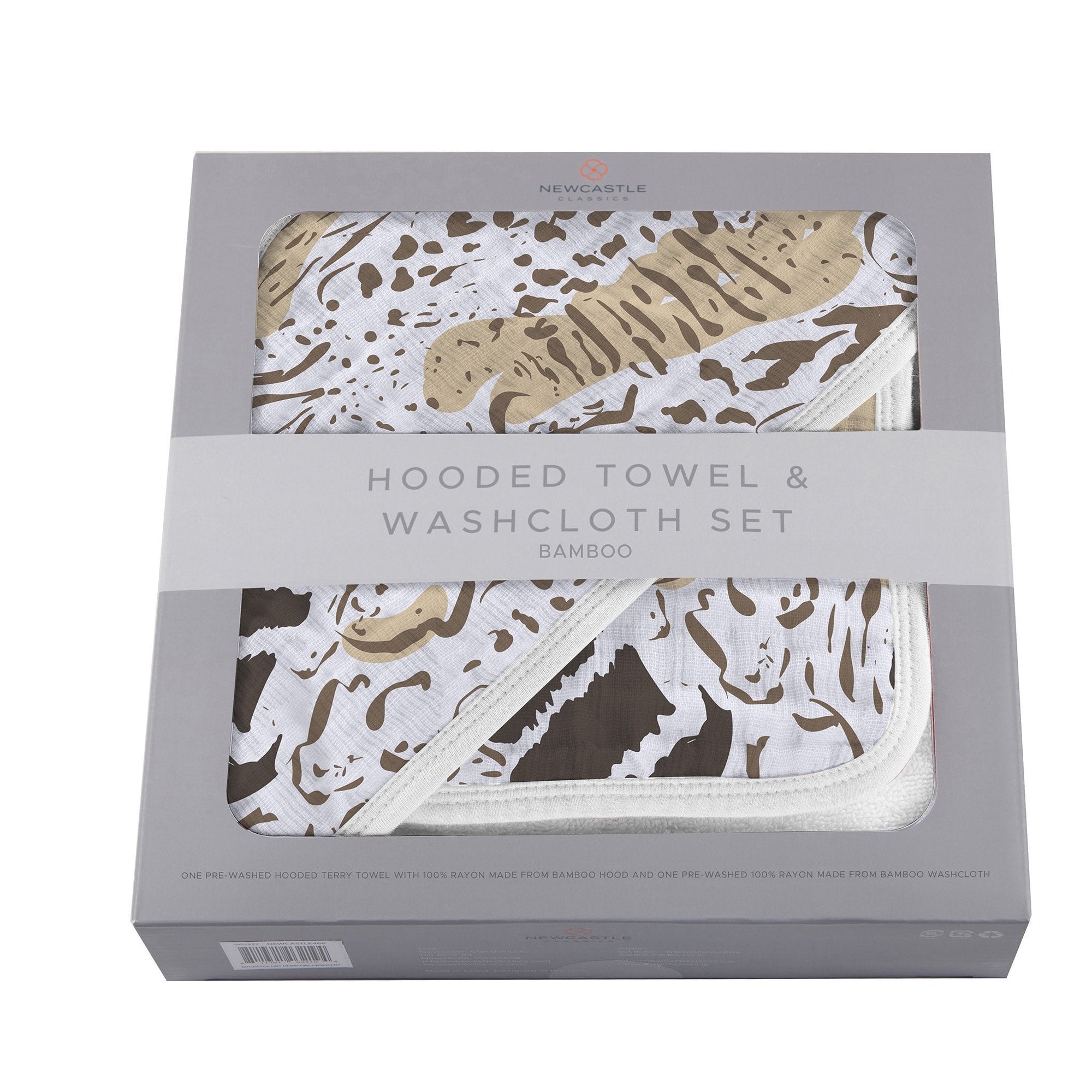 Animal Print Bamboo Hooded Towel and Washcloth Set-4