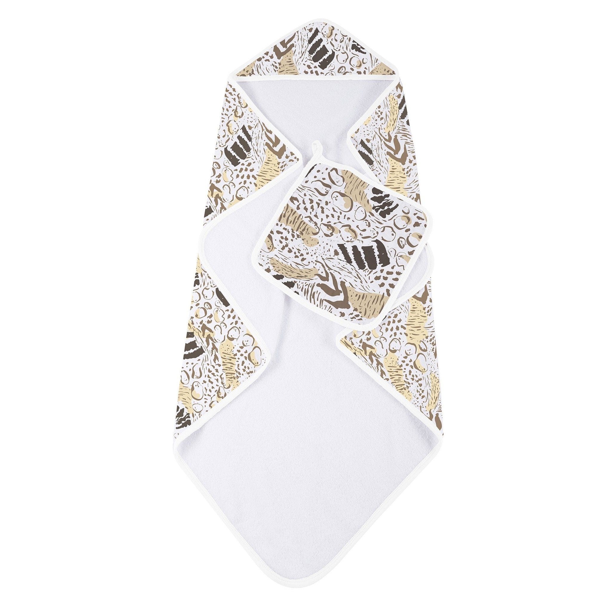 Animal Print Bamboo Hooded Towel and Washcloth Set-1