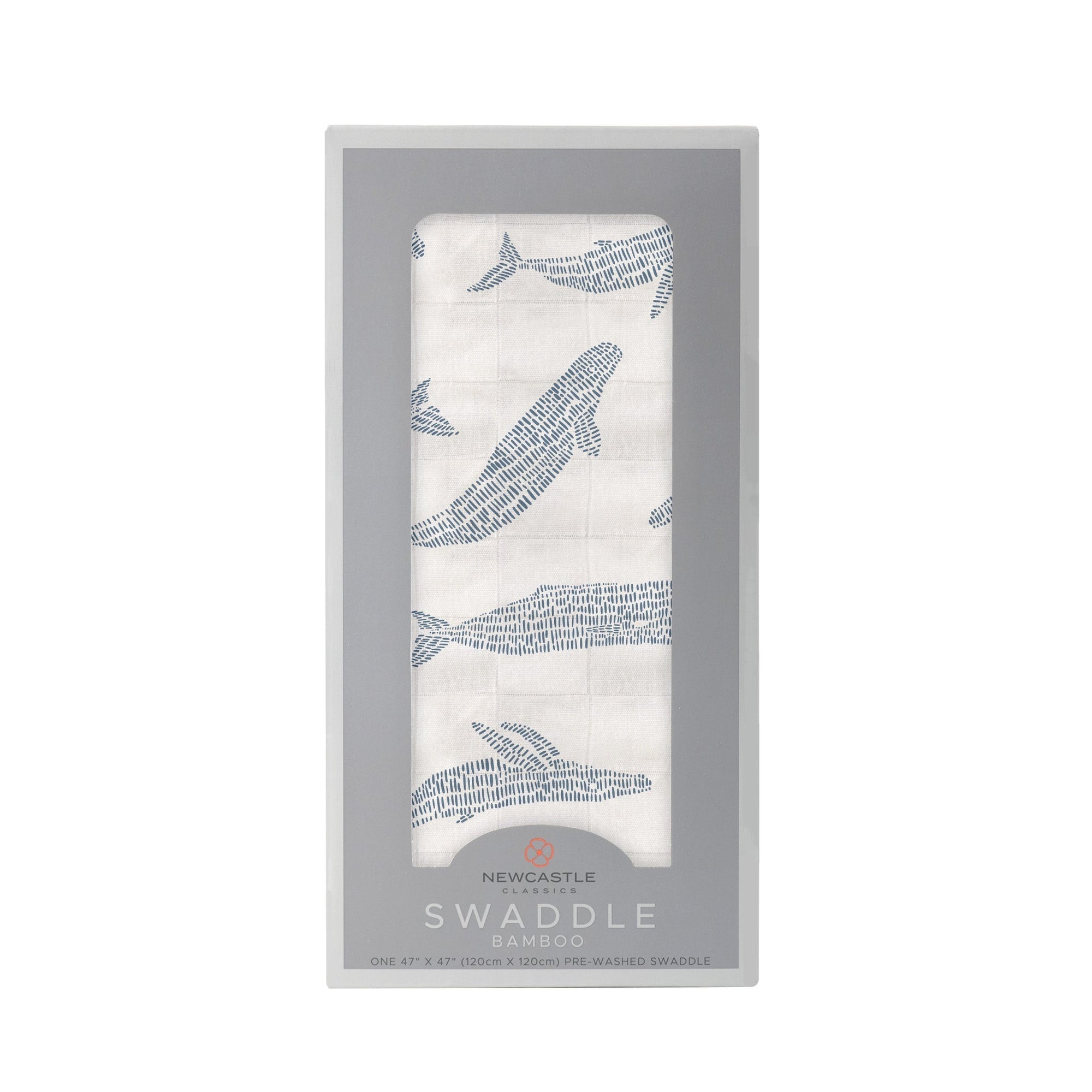 Blue Shadow Whales Bamboo Swaddle-0