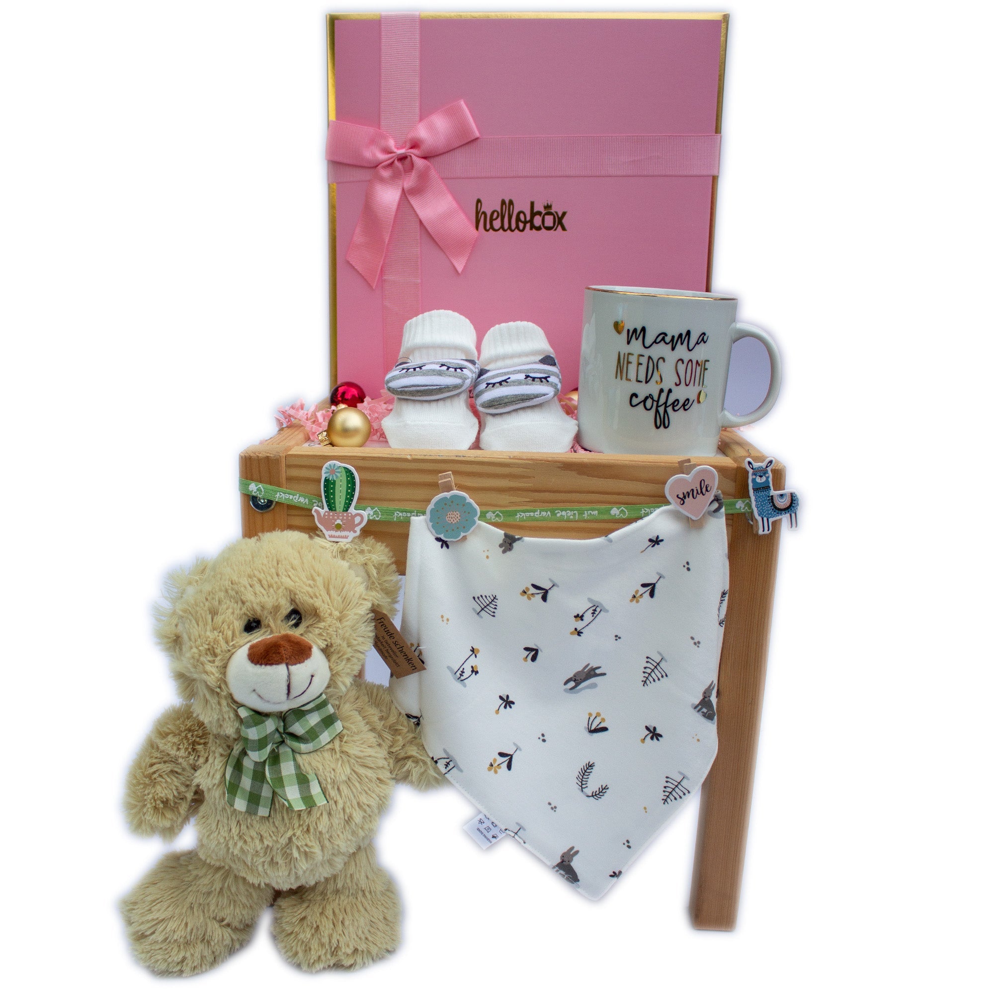 Present till nyfödd flicka – “Baby Häschen” gåvobox med kanintema (rosa)-0
