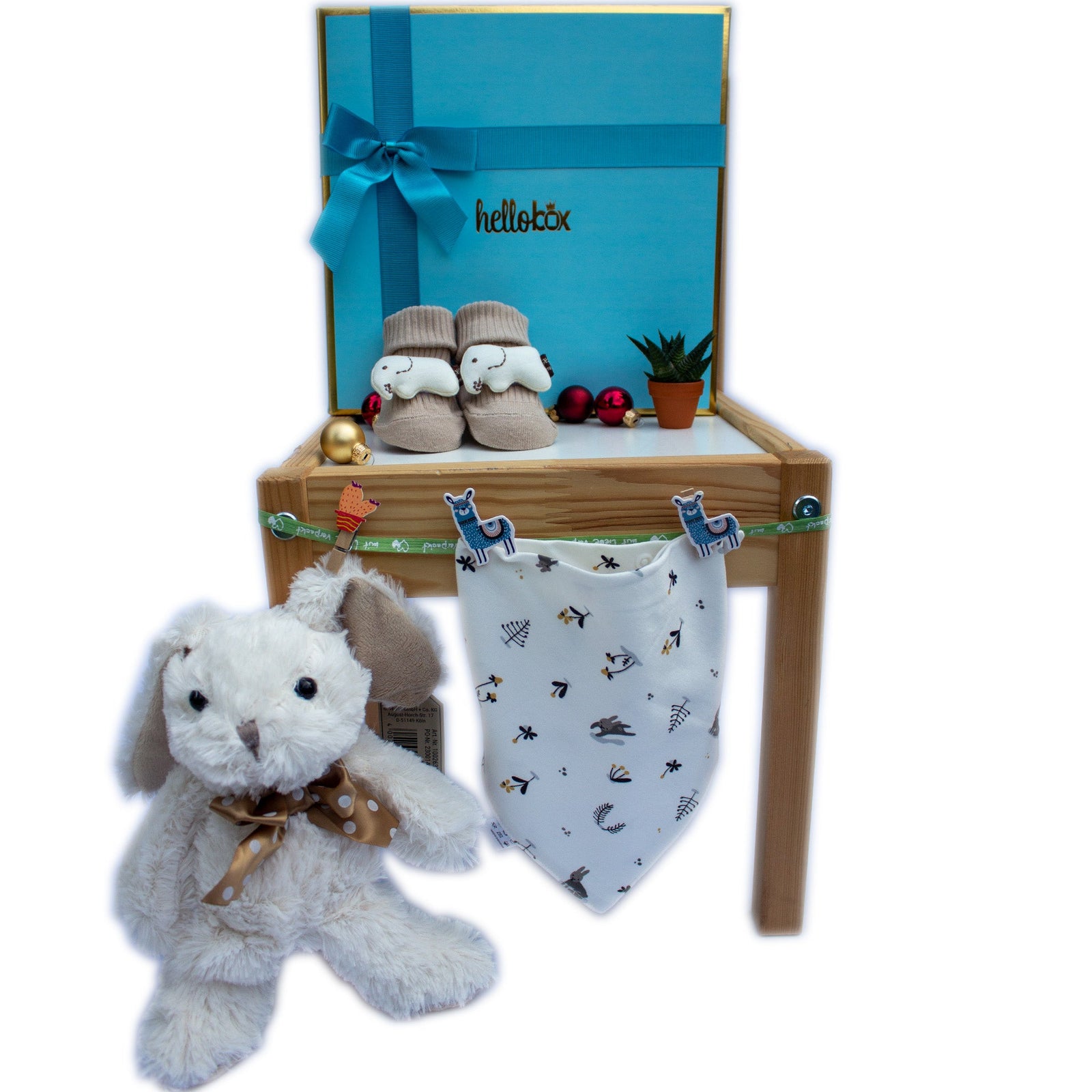 Presentkorg till nyfödd pojke – “Min kaninvän” babybox (blå)-0